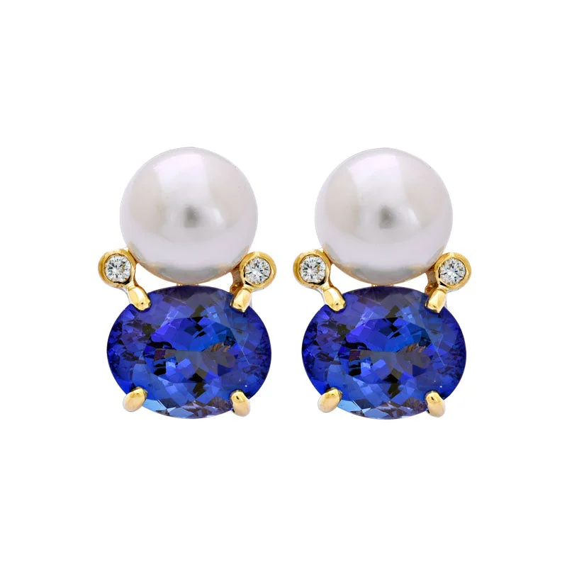 Best hoop earrings with gold for a luxurious and timeless look-Earrings- Tanzanite, South Sea Pearl and Diamond