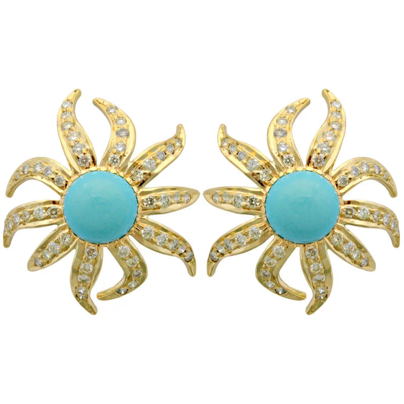 Hoop earrings with circle designs for a classic and timeless shape-Earrings- Turquoise And Diamond