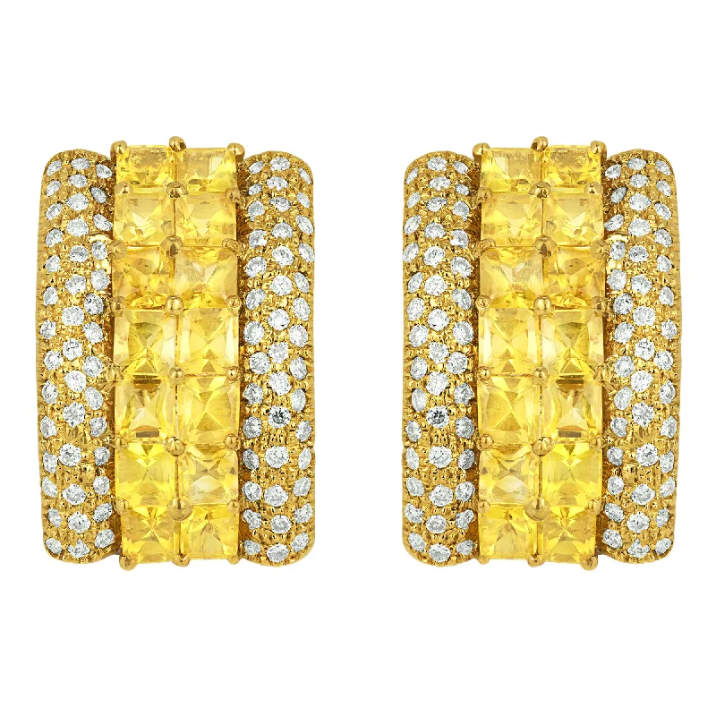 Best hoop earrings with lever-back closures for secure and easy wear-Earrings - Yellow Sapphire and Diamond