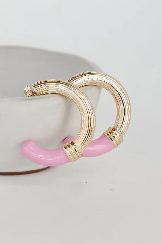 Best hoop earrings with intricate beaded details for a textured, stylish appearance-FINAL SALE - Erin Light Pink Hoop Earrings