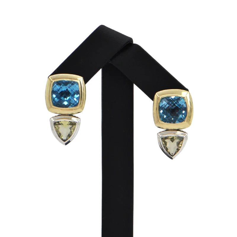 Hoop earrings with tortoiseshell designs for a chic and classic style-Estate David Yurman Albion Collection Multi-Stone Sterling and 18k Gold Earrings