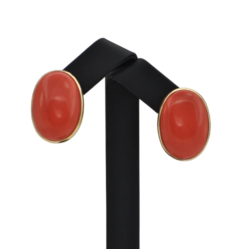 Hoop earrings with abstract shapes for an artistic and creative touch-Large Mid-Century Italian Mediterranean Coral 18K Gold Earrings