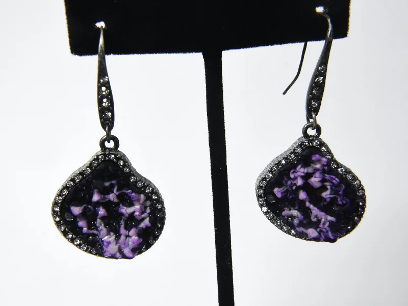 Best hoop earrings with braided leather for a rustic, stylish finish-Geode-Looking Purplish Earrings