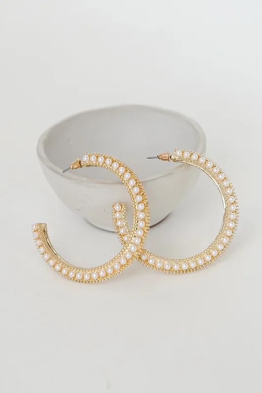 Best hoop earrings with vintage rhinestone embellishments for a retro-glam effect-FINAL SALE - Heidi Pearl Hoop Earrings