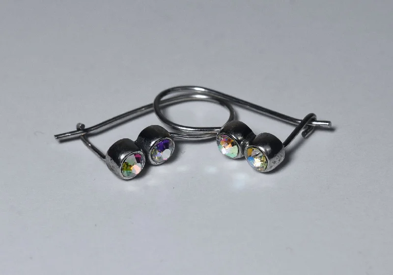 Best hoop earrings with snake-inspired designs for an edgy and fierce vibe-Iridescent Glass Set Silver Tone Earrings