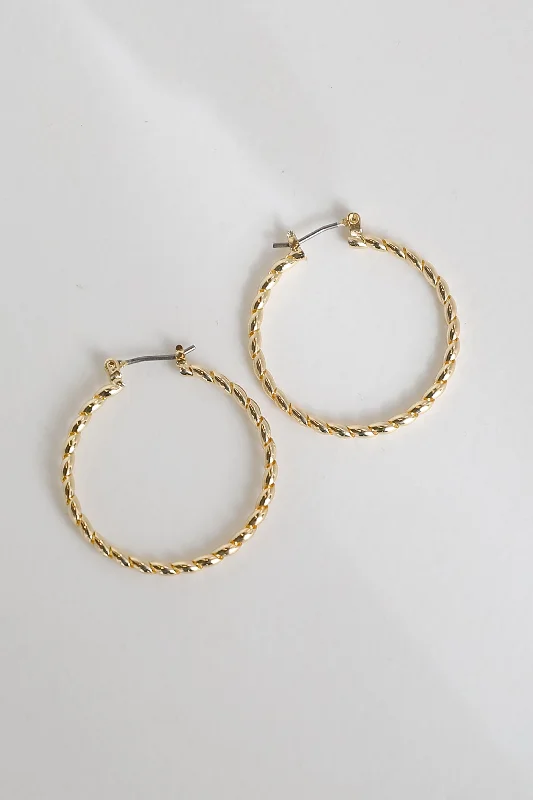 Best hoop earrings with sparkling cubic zirconia for a brilliant, budget-friendly effect-FINAL SALE - Joanna Gold Twisted Hoop Earrings