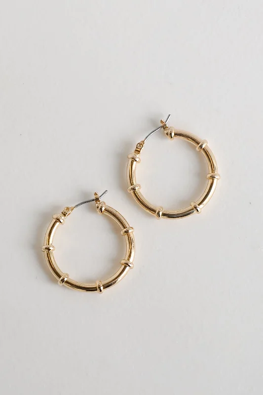 Hoop earrings with luxe velvet finishes for a rich and luxurious touch-Lauren Gold Hoop Earrings