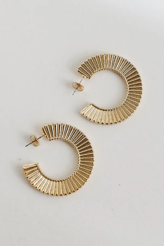 Hoop earrings with satin finishes for a smooth and elegant appearance-FINAL SALE - Lilly Gold Statement Hoop Earrings