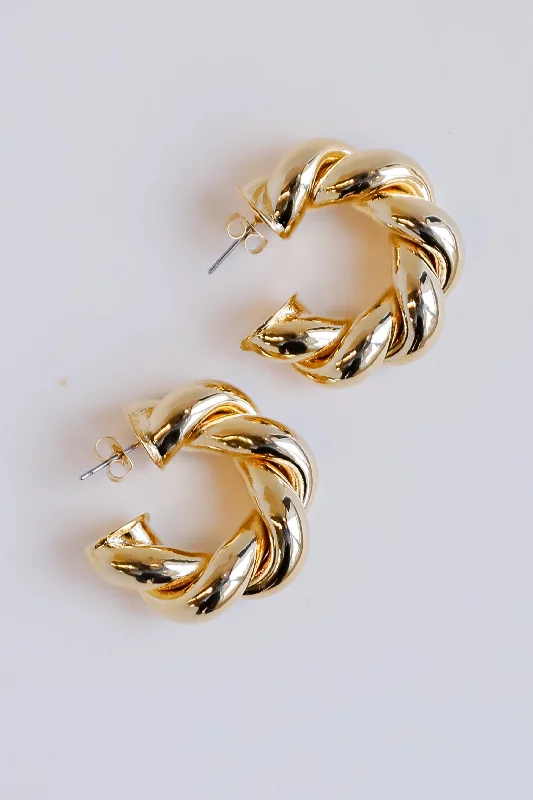 Best hoop earrings with marbled designs for a trendy and artistic effect-Lilly Gold Twisted Hoop Earrings