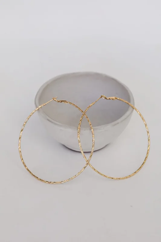 Best hoop earrings with intricate beaded details for a textured, stylish appearance-Michelle Gold Hoop Earrings