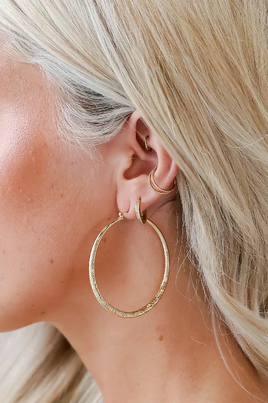 Best hoop earrings with Swarovski crystals for added sparkle and luxury-Oakley Gold Textured Hoop Earrings