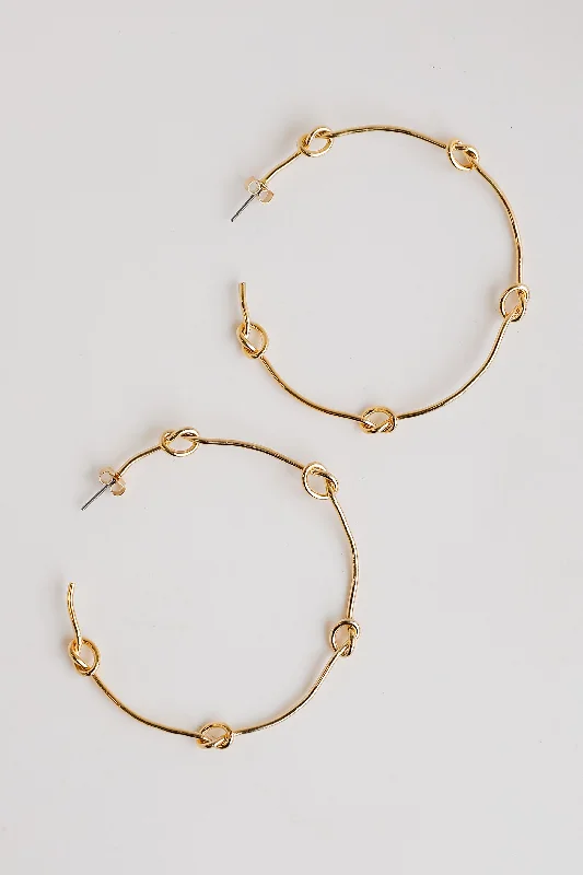 Best hoop earrings with lever-back closures for secure and easy wear-Sadie Gold Knot Hoop Earrings