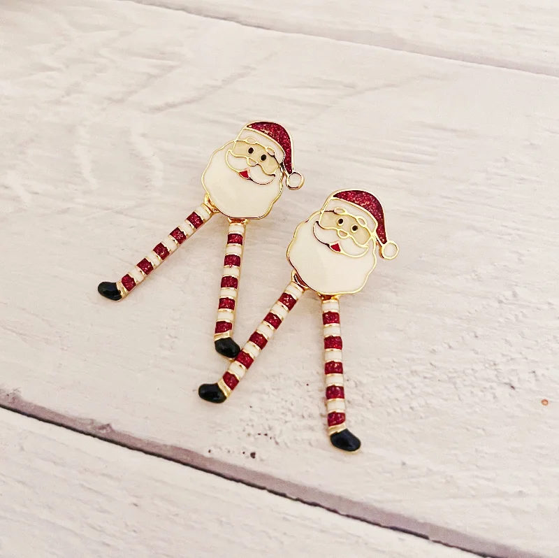 Hoop earrings with multi-tone finishes for a colorful and layered effect-Santa Dangle Earrings