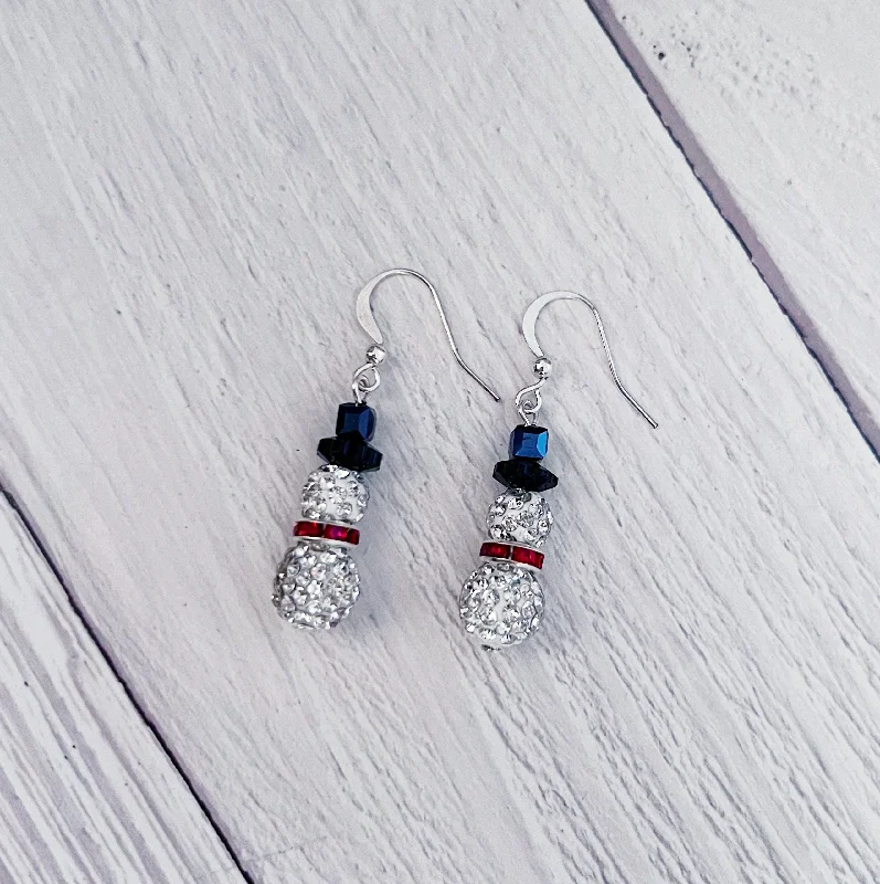 Hoop earrings with circle designs for a classic and timeless shape-Sparkle Beaded Snowman Earrings