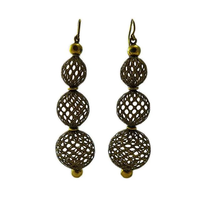 Hoop earrings with stacked layers for a bold and textured design-Victorian Romantic Hair Work Earrings