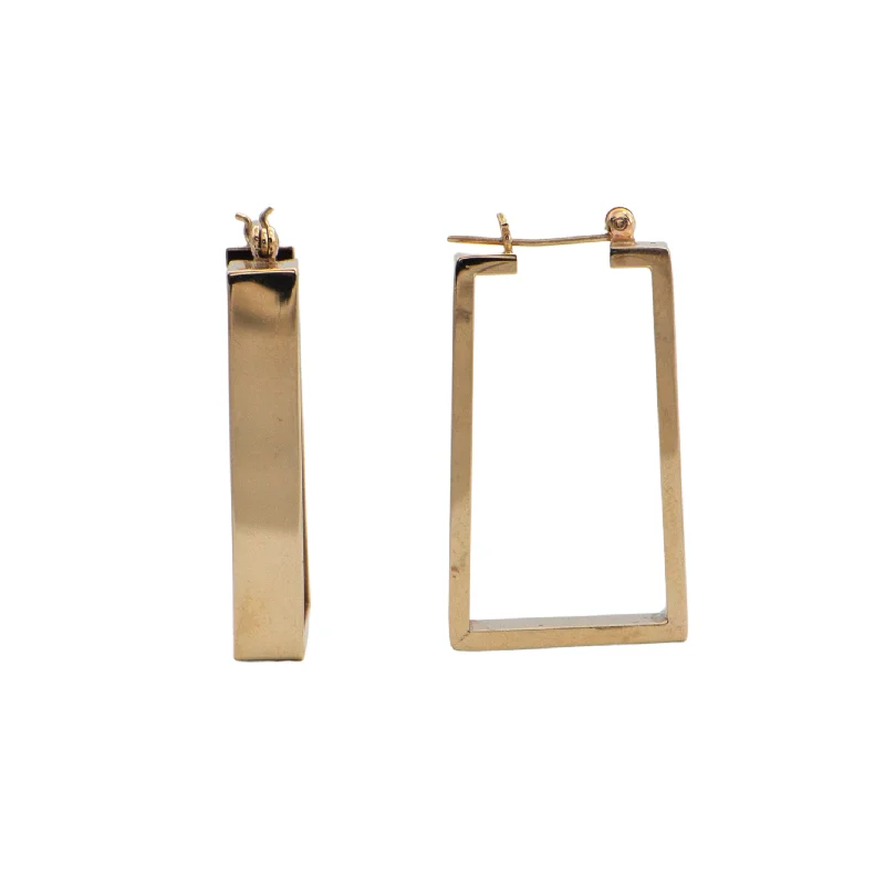 Best hoop earrings with geometric triangle shapes for a modern, chic design-Vintage 14k Gold Rectangular Drop Earring