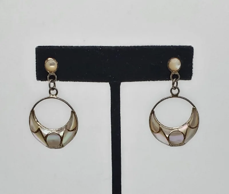 Hoop earrings with heart-shaped frames for a romantic and feminine look-Anita Whitegoat - Vintage Inlaid Mother of Pearl Sterling Silver Earrings