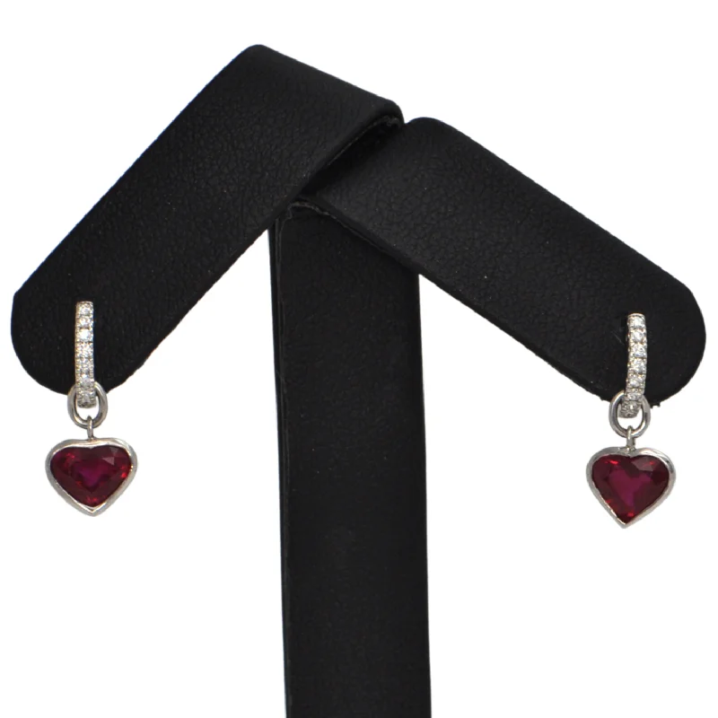 Hoop earrings with gold accents for a warm, elegant statement piece-Vintage Ruby Heart 18K Gold Earring Enhancers